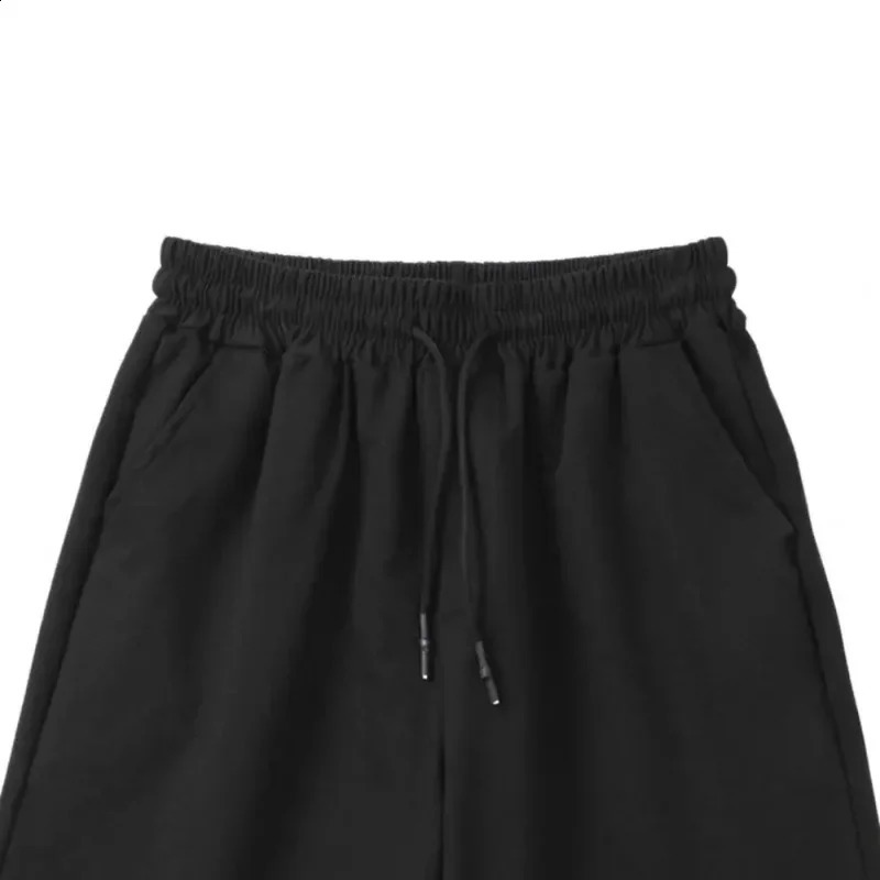 Men Baggy Sweatpants Shorts Straight Wide Casual Elastic Waist Black Gray Jogging Male Knee Length Short Pants 250117