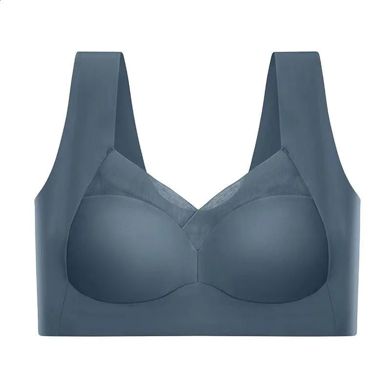 Womens bra largesized seamless thin lace wrapped integrated fixed cup no steel ring strapless vest womens 250122