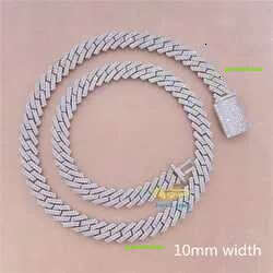 Necklace Moissanite hip hop jewelry Sier 10MM 12MM 13MM iced cuban necklace ring moissanite chain Free Shipping