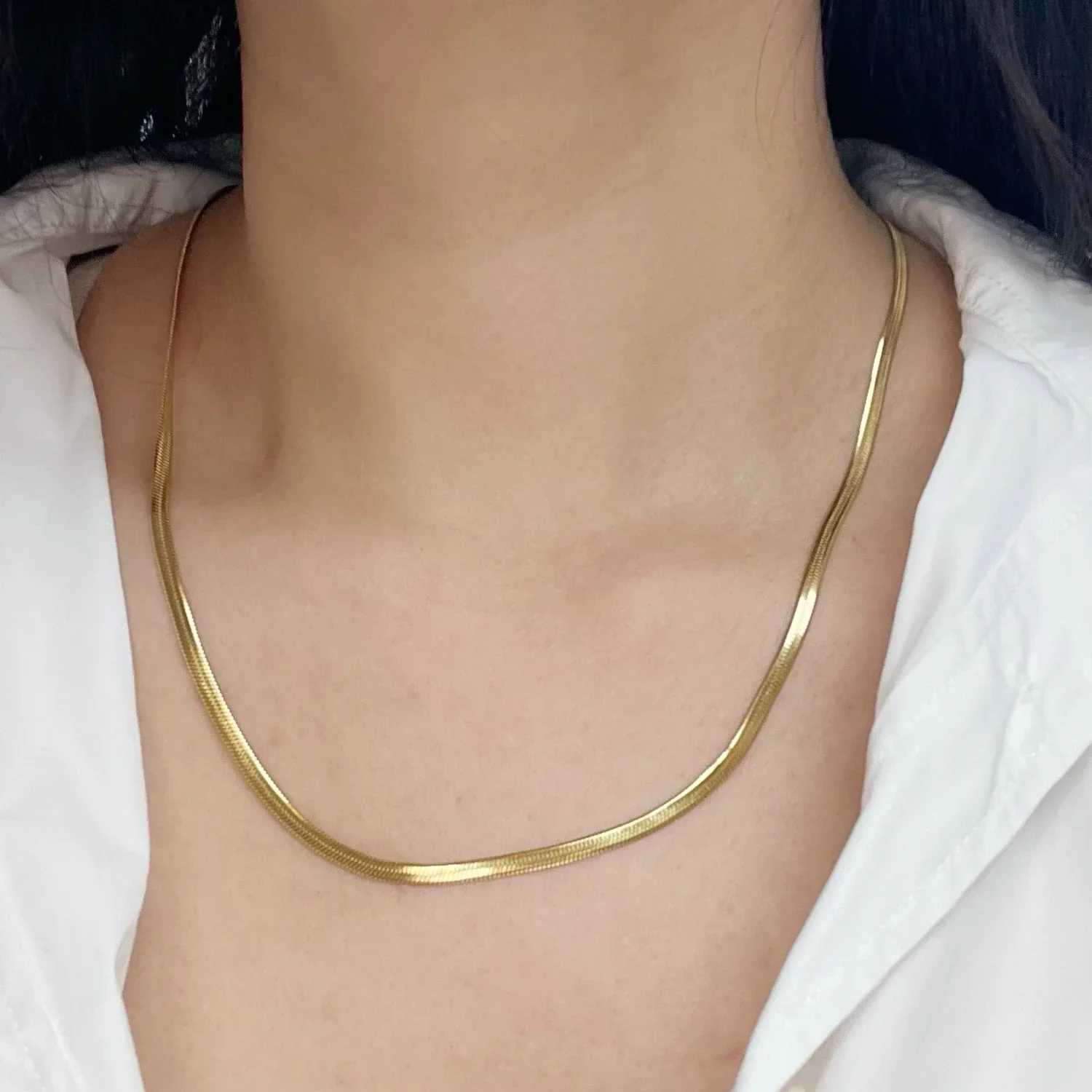 2mm 3mm 4mm 5mm Minimalist Snake Chain Necklace Choker Stainless Steel Herringbone Gold Color Jewelry For Women and MenXJ250121
