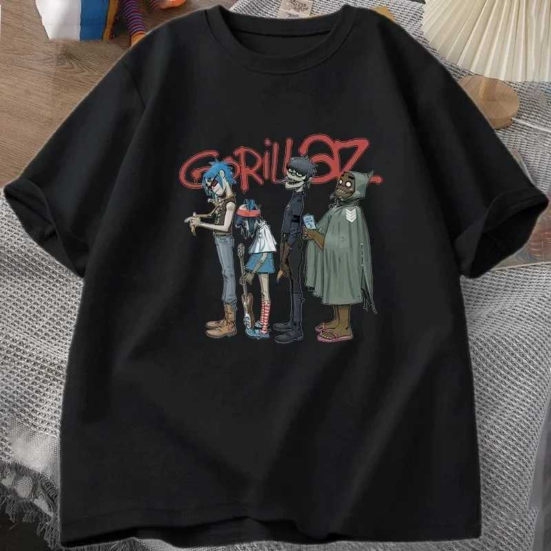 Music band Gorillaz punk rock print mens fashion O-neck European cotton short sleeved T-shirt retro Y2K clothing T-shirt W250117