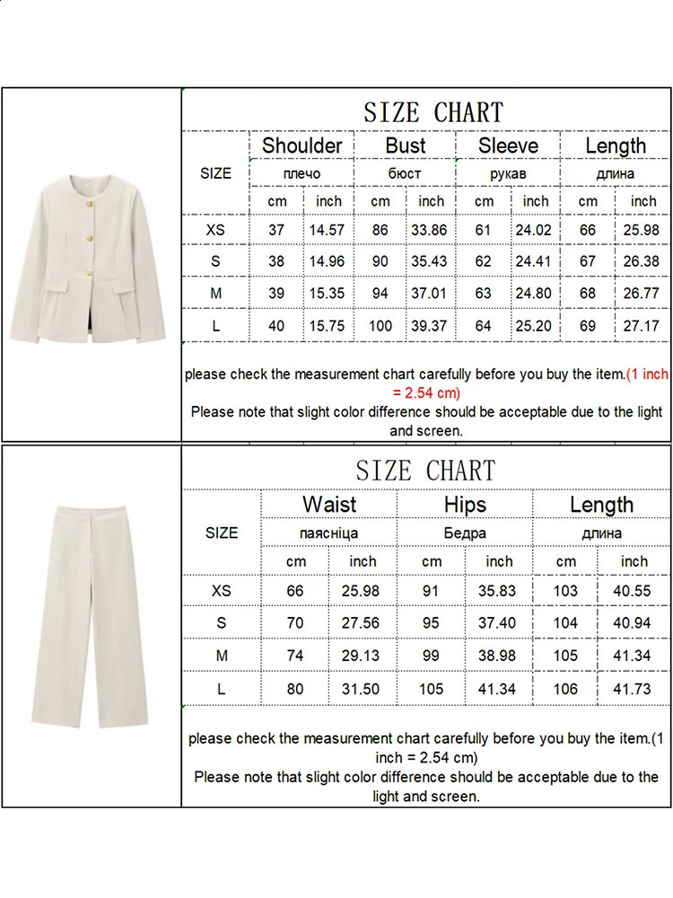 TRAF Fashion Beige Women Pant Suit Set Office Ladies Business Work Wear Single Breasted Blazer Jacket Chic Straight Leg Pants 250114Z
