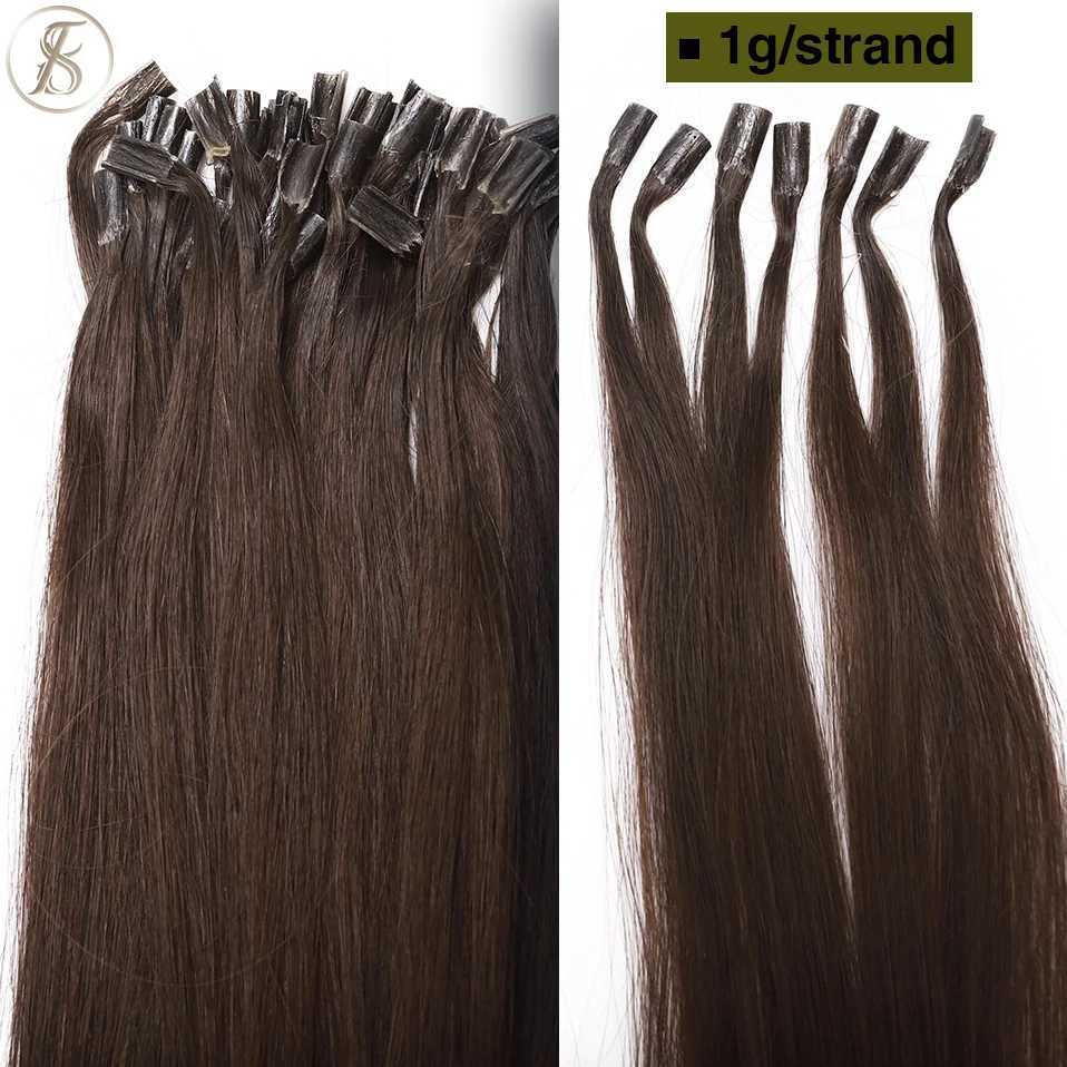 TESS U-Tip Fusion Hair Extension Microlink Keratin Hair Extension g/pc Human Hair Capsule Pre Adhesive Natural Hair Extension W250113