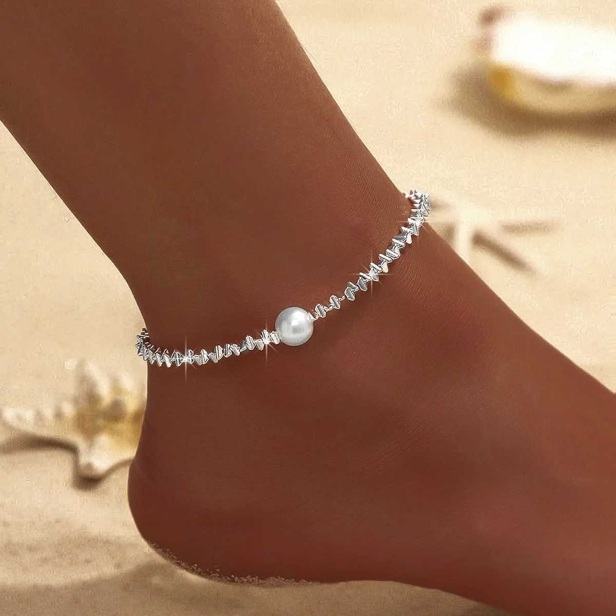 Fashionable Alloy Double Layer Versatile Cross Beach Pendant Anklet Elegant Light Luxury Sparkling JewelryXJ250121