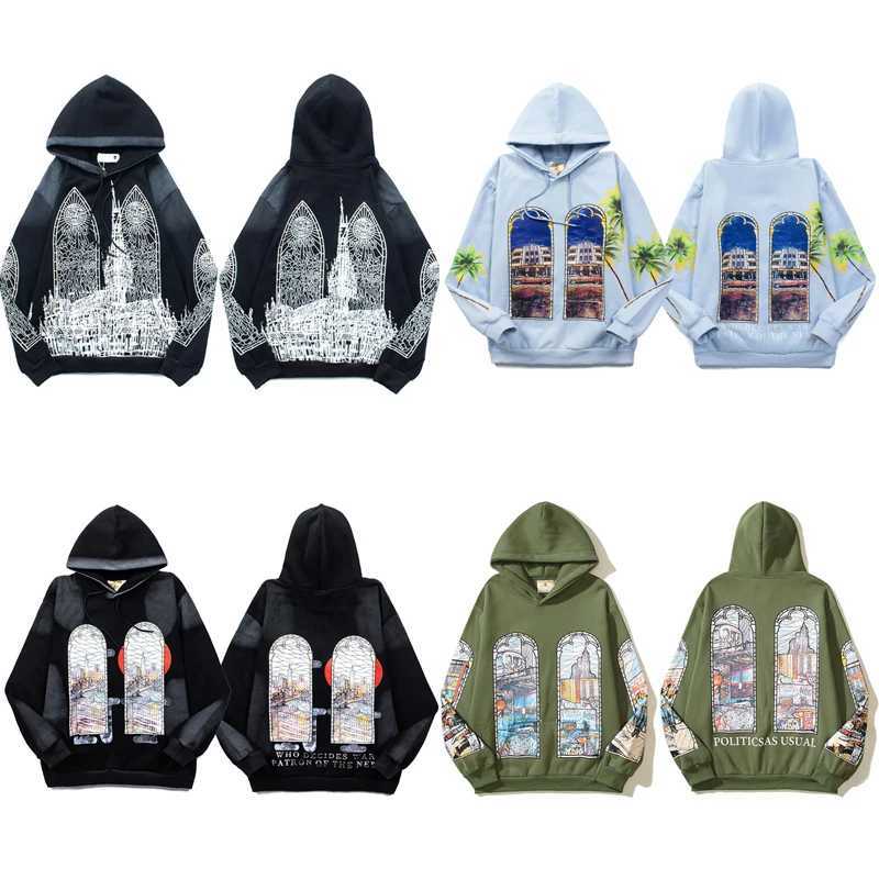 High Street Retro who decides war hoodies high-quality mud dye metropolitan print Pullover fashionable mens WDW sweatshirt X250125