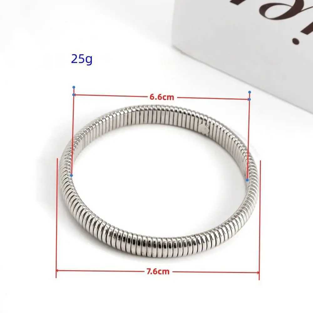 Waterproof Stainl Steel Elastic Bracelet for Women Punk Style Vintage Simple Design Hip Hop Spiral Bangle GirlsXJ250315