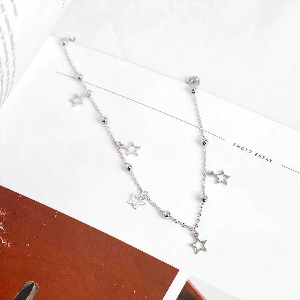 925 Sterling Silver Simple Star Pendant Anklet Women Summer Ocean Beach Casual Jewelry Accories Girlfriend GiftXJ250121