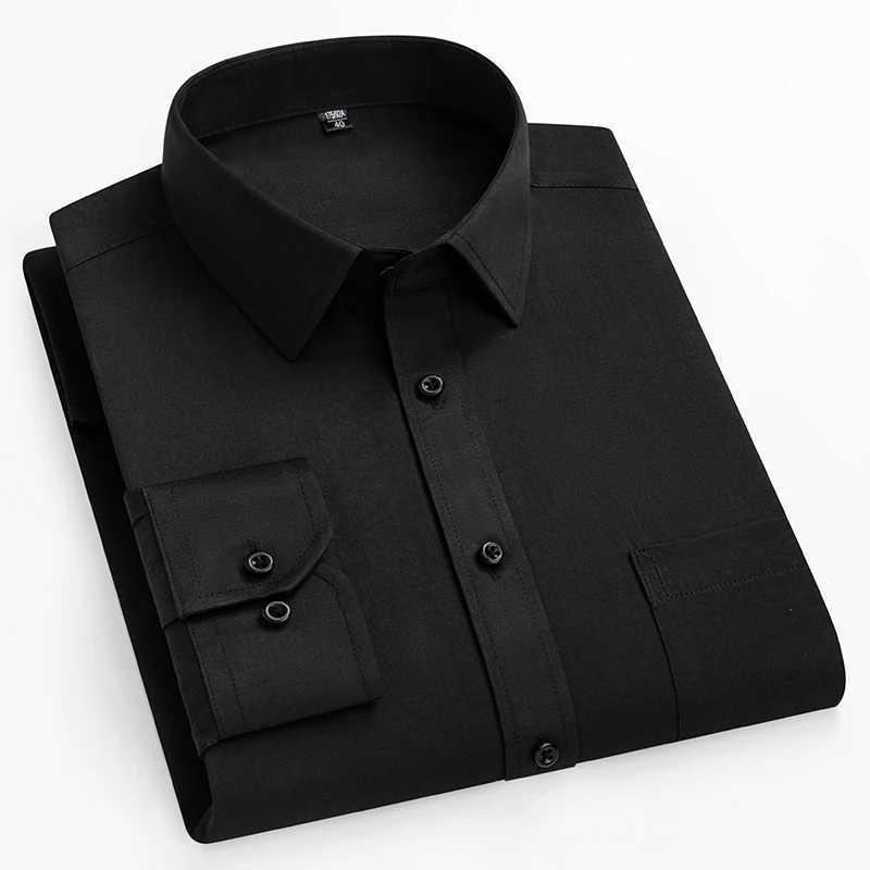 double collor Full shirts for men plus size slim fit formal plain shirt over size office clothes solid longsleeve business tops X250903