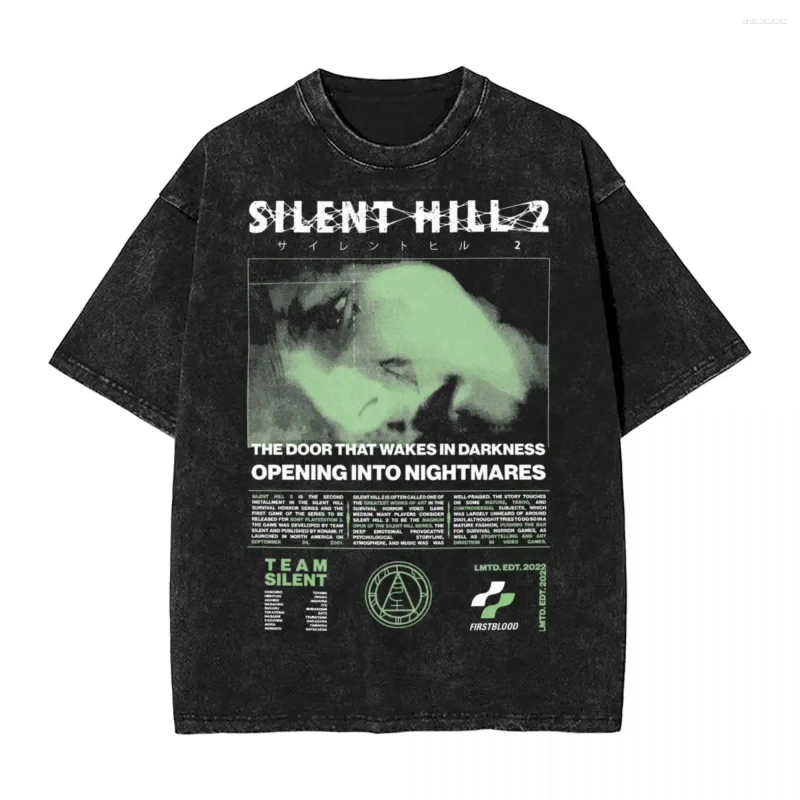 Men's T Shirts Silent Hill 2 Washed Shirt Streetwear Hip Hop Fashion T-Shirts Tees Tops For Men Women Cotton Oversize Printed