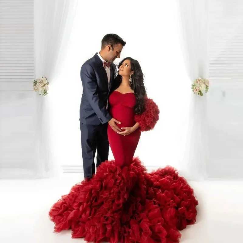 Maternity Dresses Hot maternity dress Photosoot sheer Maxi baby shower ruffled edges W250113 H250211 H250212HX3A