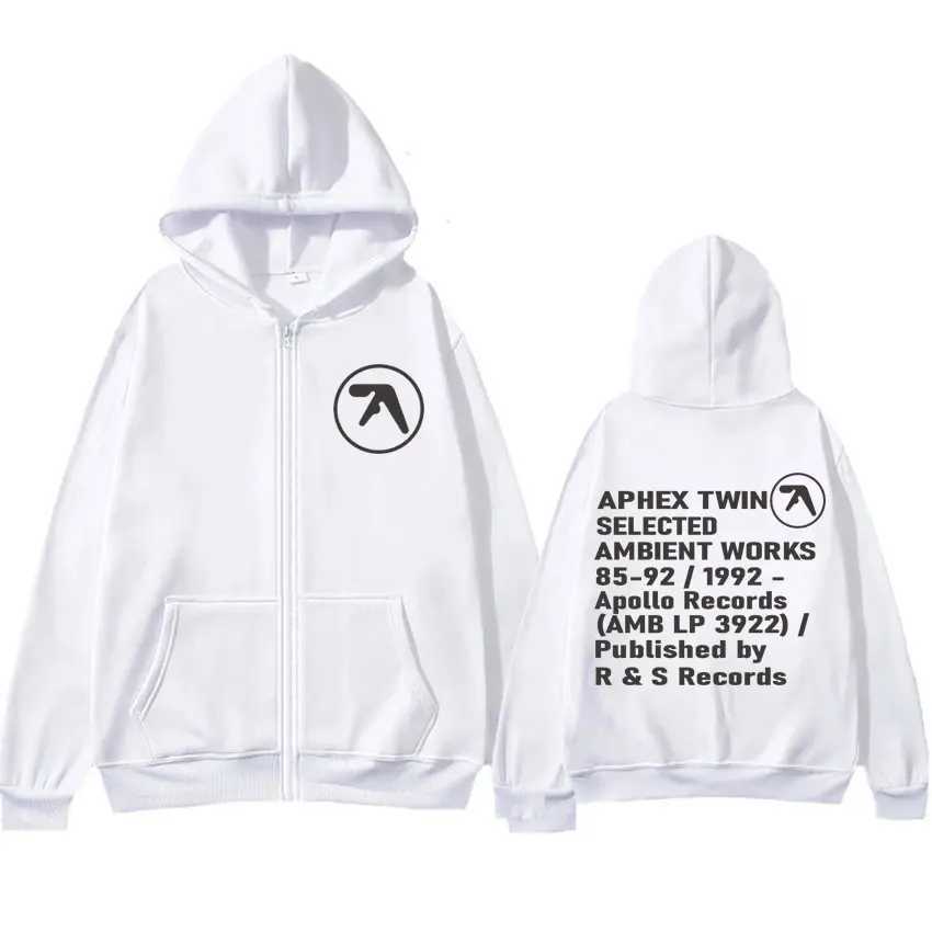 Aphex Twin Ambient Works Records Zip Up Hooded Men Women Harajuku Hip Hop Punk Jackets Sweatshirts Fashion Casual Zipper Hoodies X250125
