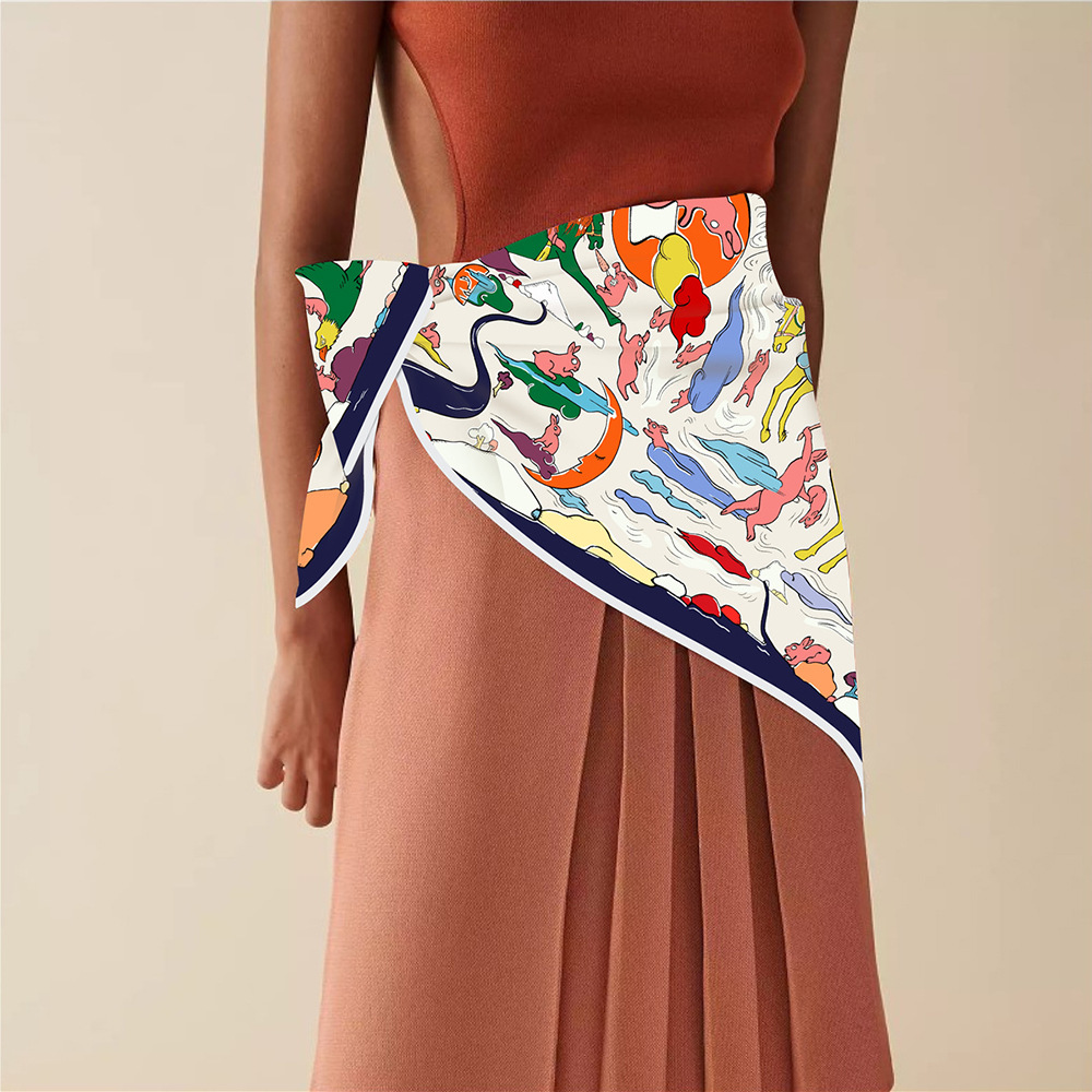 Summer Spring Twill Silk Scarf 90CM Hair Square Shawls Bag Belt Bandanas Tops Summer Decoration Foulard Femme 90cm Spring Accessories Mother Day Gift