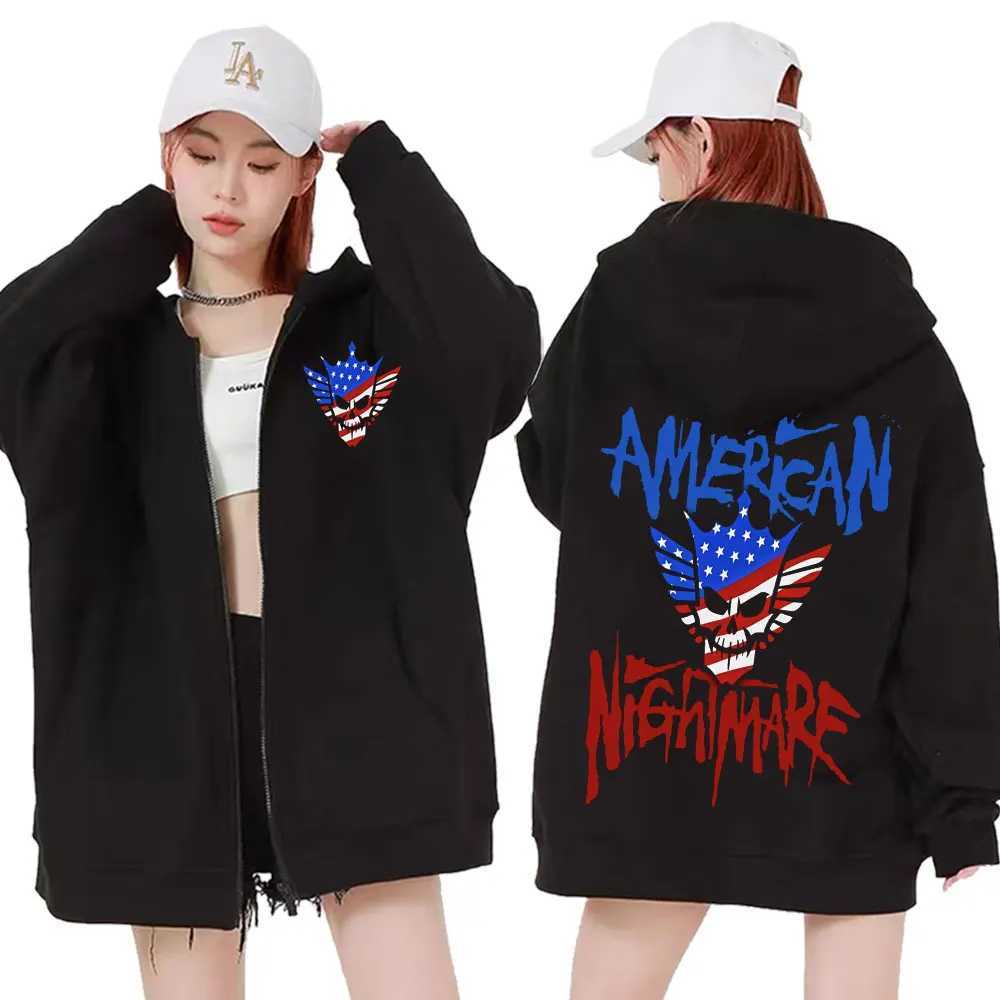 Cody Rhodes American Nightmare Zipper Hoodie Mens Harajuku Hip Hop Retro Jacket Sweater Casual Wool Zipper Hoodie X250125