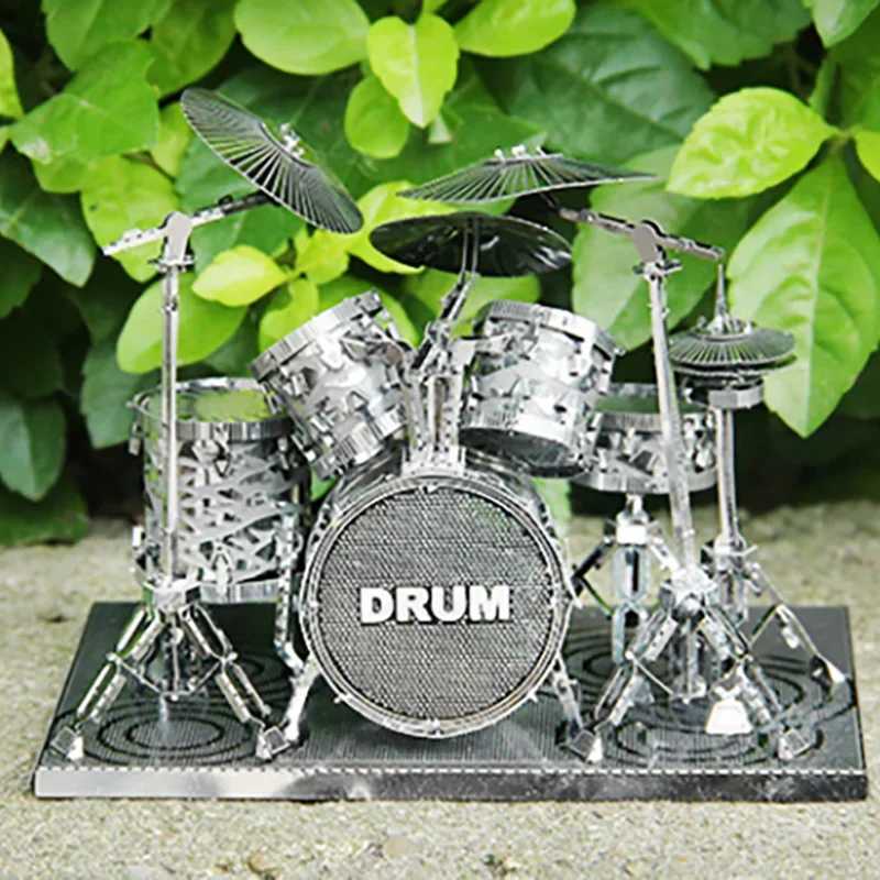 Drum set 3D metal puzzle model kit DIY laser cutting puzzle childrens puzzle toy W250117