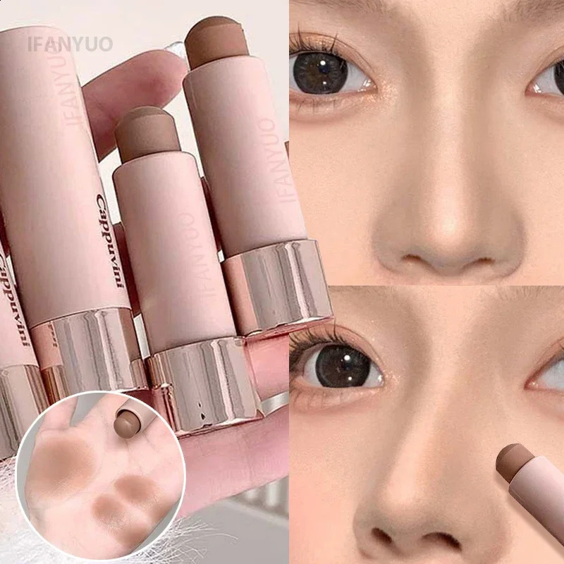 Gray Brown Bronzer Contouring Stick Waterproof Cream Texture Moisturizing Shadow Contouring Pen Face Concealer Cosmetics Makeup 250108