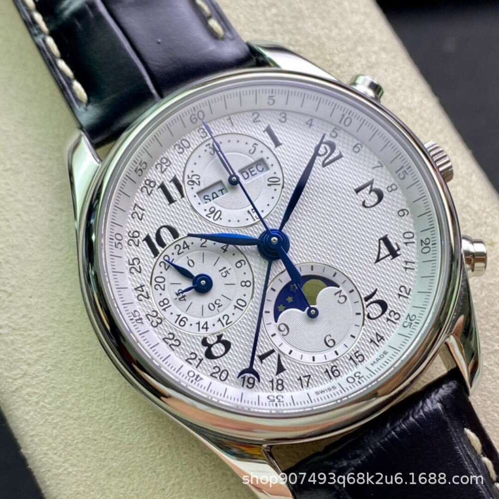 Master Craftsman Moon Phase Eight Needle Multifunctional Chronometer for Men, Fully Automatic Mechanical Hollow out