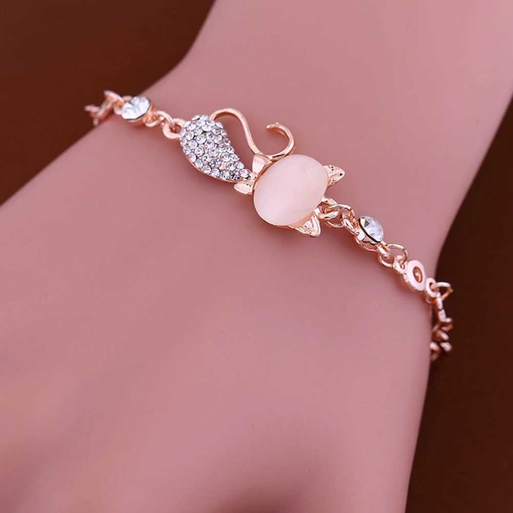 Bluelans Ly Cat Women Women Ladies Opal Rhinestone Bracciale Catena Di Braccial…