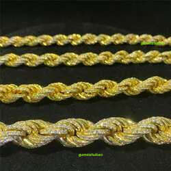 Twisted Moissanite S 10k 14k Solid Gold Hip Hop Men Jewelry Cuban Necklace Iced Out Vvs Dia Rope Chain