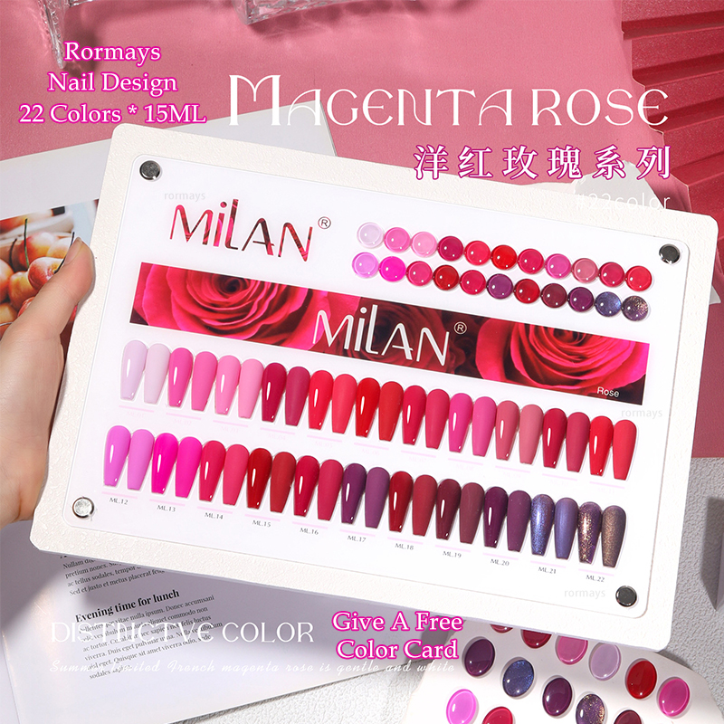 Rormays Rose Red gel Polishing 22PCS Mixed Clearcoat Durable Magenta UV LED Soaking Popular Whitening Primer Nail Enhancement Factory Wholesale