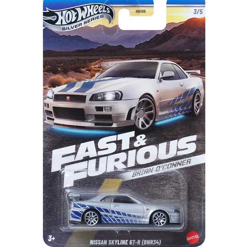 HNR88 Hot Wheel 1 64 Fast and Passionate Nissan Skyline GTR BNR34 Super Eclipse Ford Escort RS1600 Diecast Alloy Car Model X250125