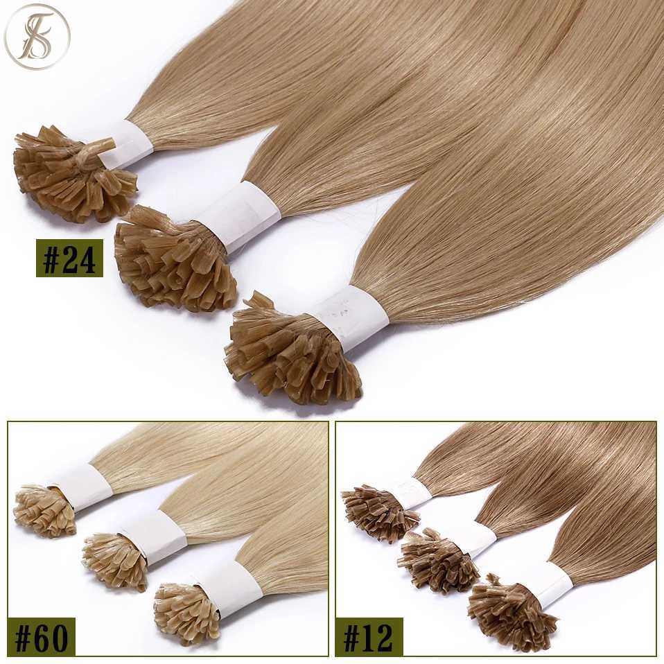 TESS U-Tip Fusion Hair Extension Microlink Keratin Hair Extension g/pc Human Hair Capsule Pre Adhesive Natural Hair Extension W250113