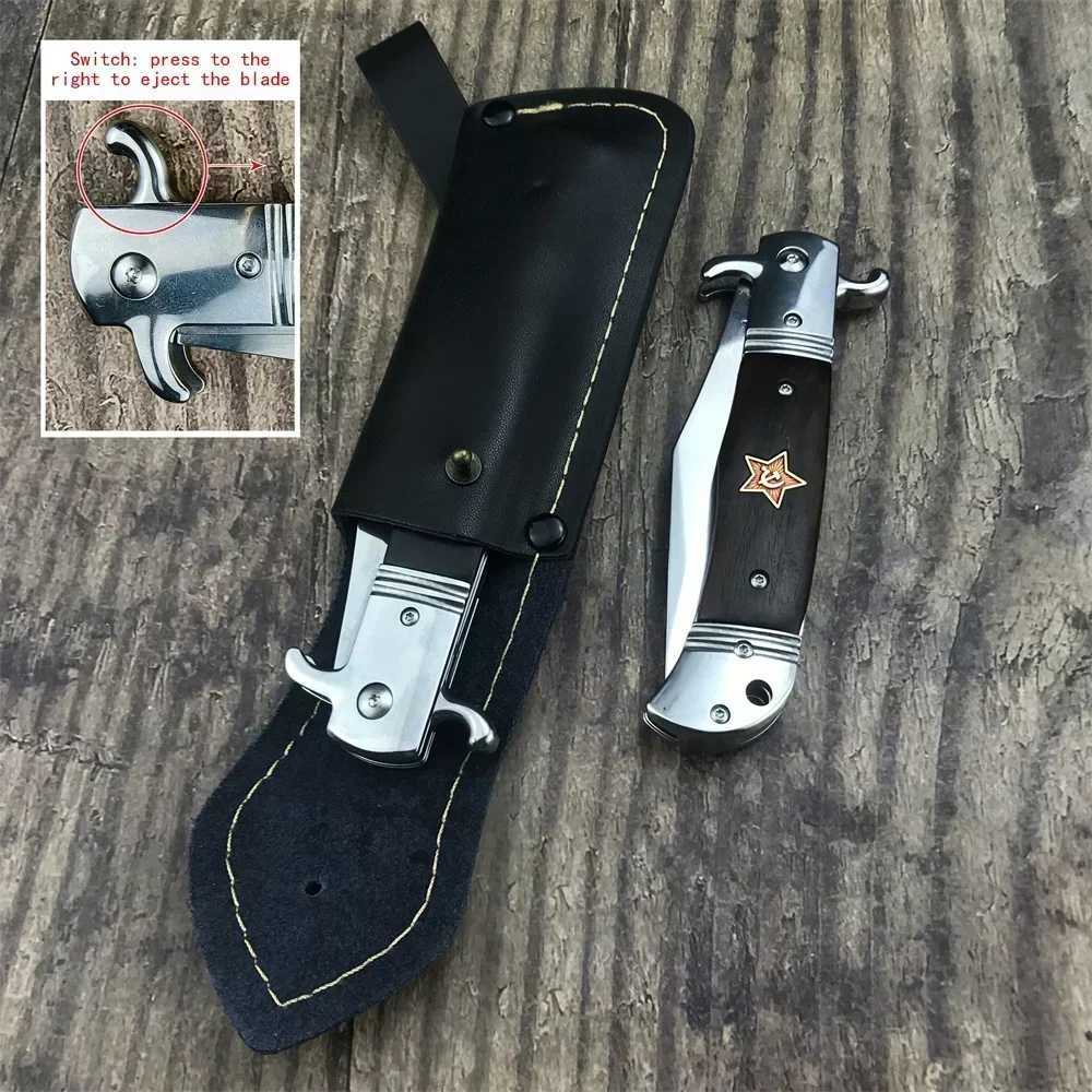 New Russian Finka NKVD KGB Assist Folding Knife Outdoor Survival Tool 440C Blade Wood Hand Tacitcal Hunting Knives MilitaryXJ250118