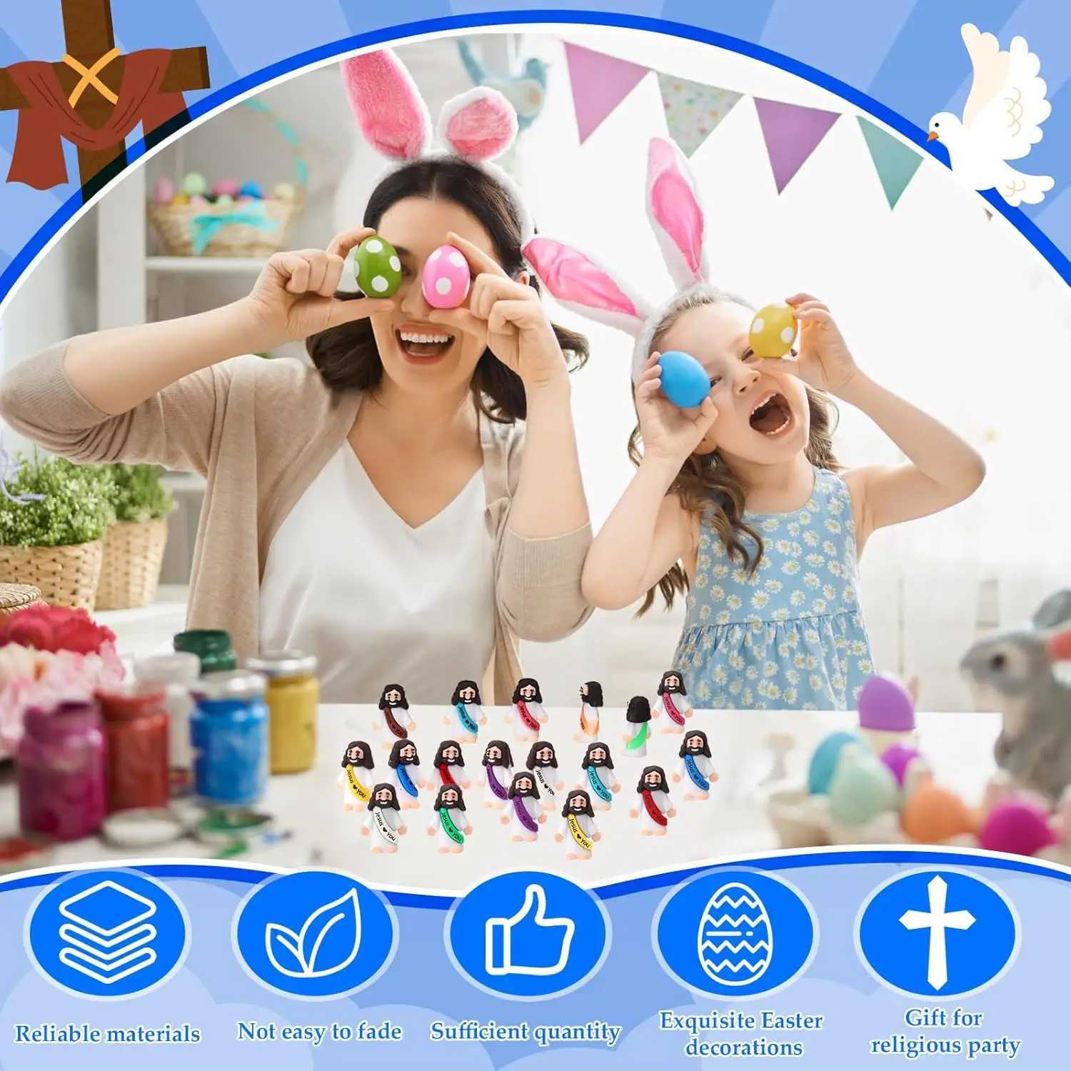 5/10/50 Mini Jesus Statues Easter Jesus Love You Jesus Toys School Religious Party Gifts Easter Egg Fillers Decoration W250113