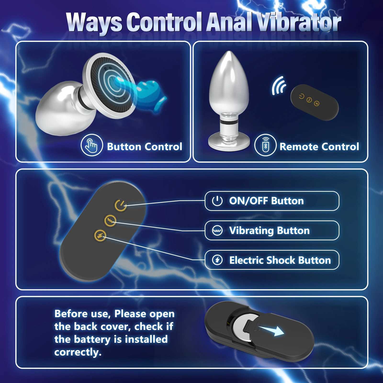 Electroshock Anal Vibrator Microcurrent Stimulation Remote Vibrating Butt Plug Prostate Massager Adult Women Men Anal Sex ToysXJ250121