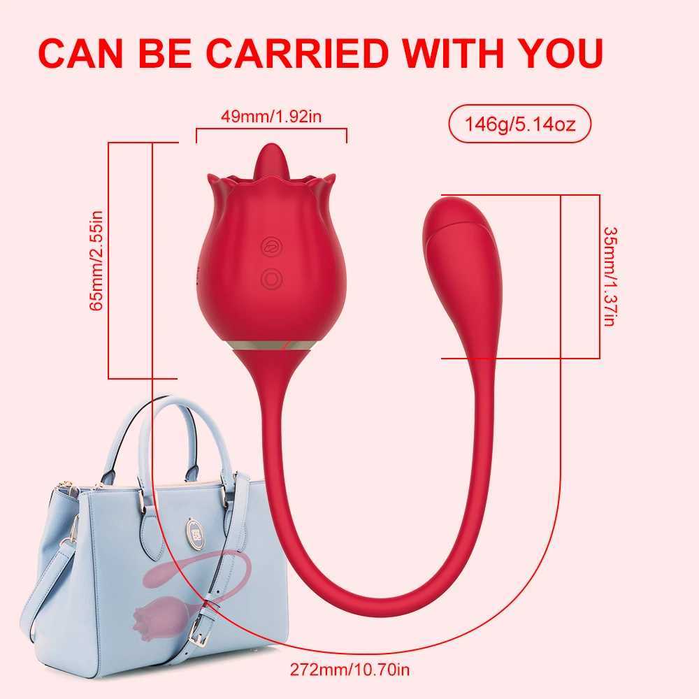 Rose Vibrator Female Tongue Licking Nipple Stimulator Sucking Clitoris Vagina Massager Vibrating Egg Dildo Sex Toys for Women W250117
