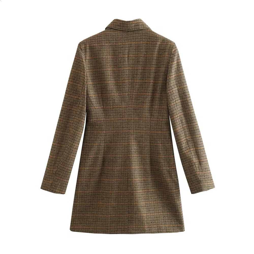 TRAF AutumnWinter Product Womens Casual Versatile Collar Long Sleeve Double breasted Medium length Suit Coat 250122
