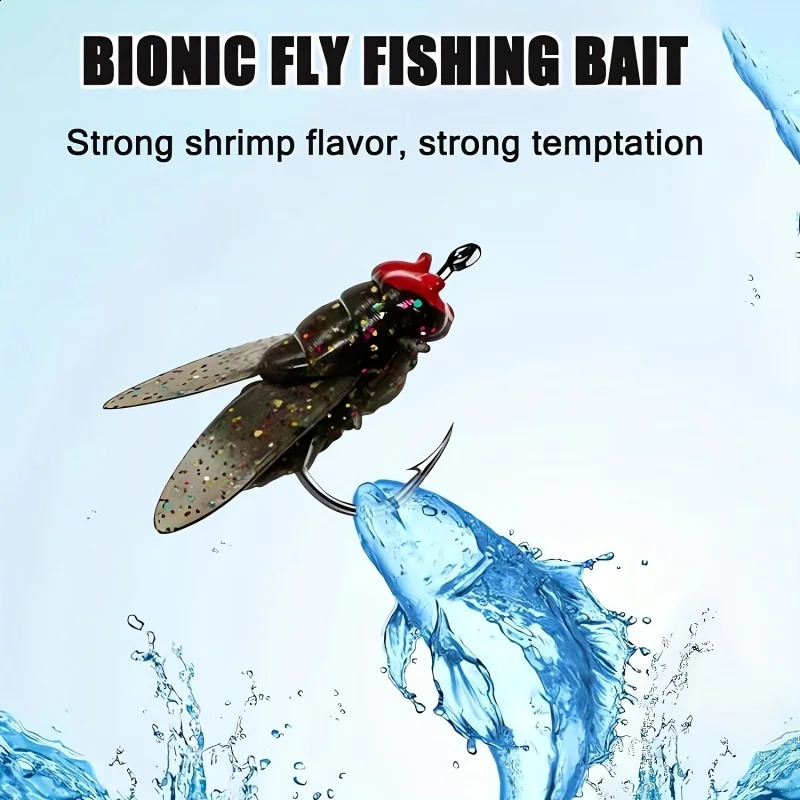 20 pieces/box of biomimetic fly fishing bait soft fly hook soft bait with hook adding attractive fishing equipment for salmon and trout 250109