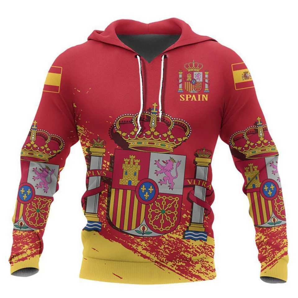 Spanish Emblem Graphic Hoodie For Men 3D Spain National Flag Printed Clothing New in Hoodies Women Harajuku Fashion y2k Pullover W250114
