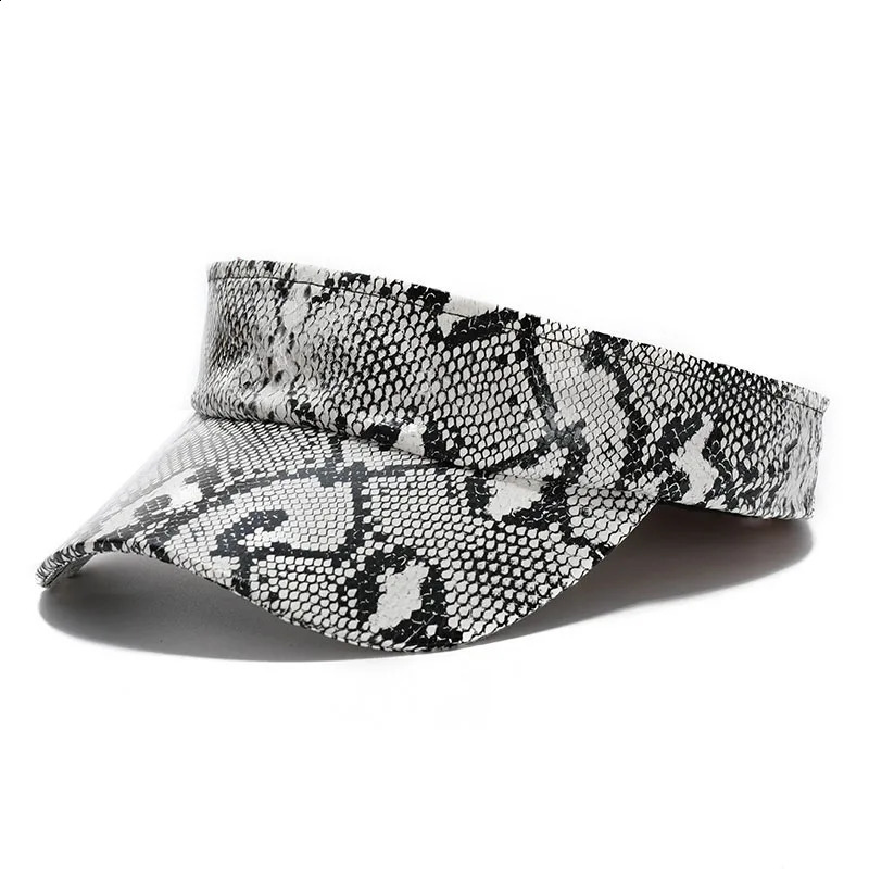 Men Womens PU Leather Snakeskin Visor Cap Sun Protection Beach Traveling Club Visor Hat Red Blue Brown 250115