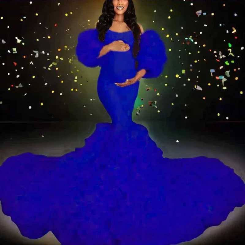 Maternity Dresses Hot maternity dress Photosoot sheer Maxi baby shower ruffled edges W250113 H250211 H250212HX3A