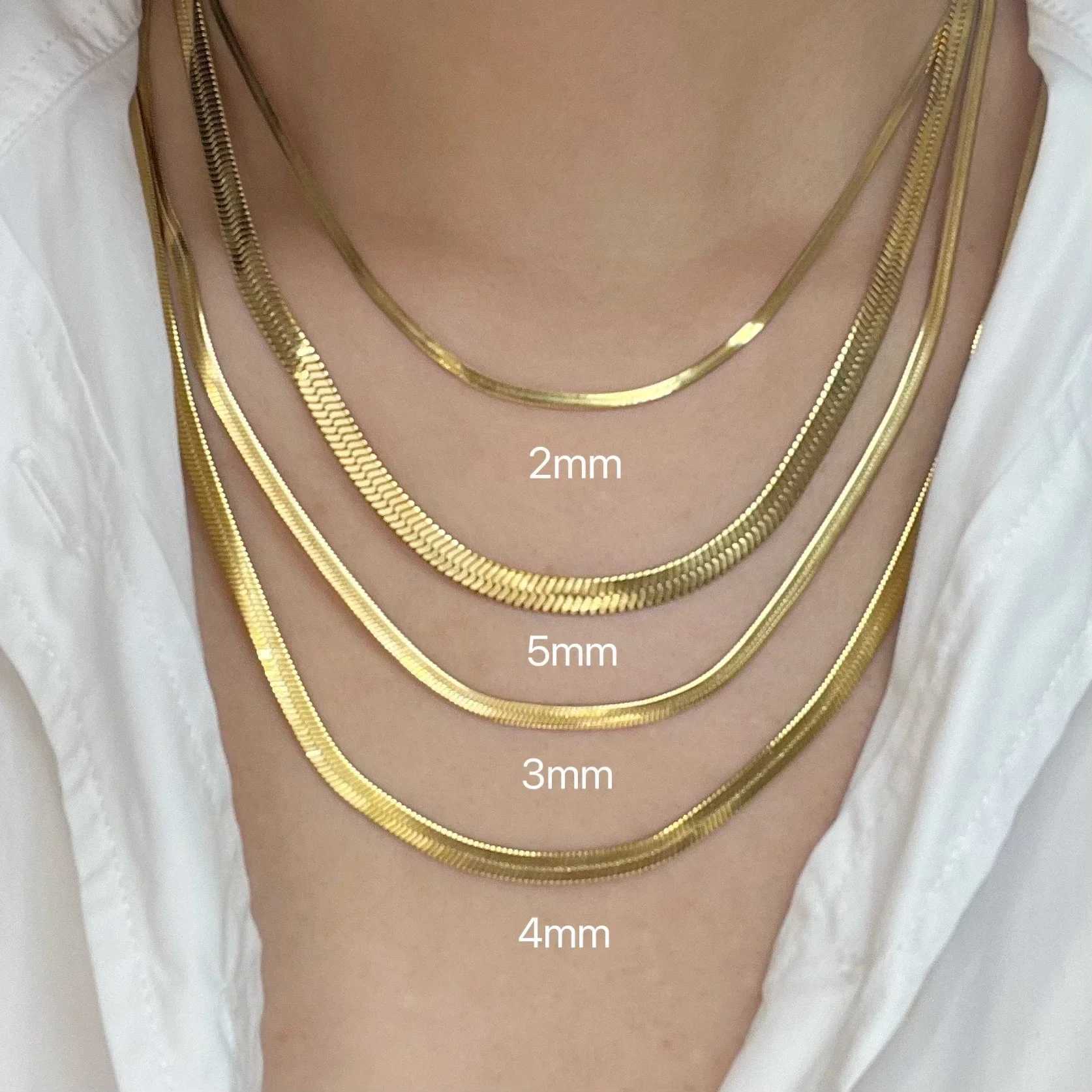 2mm 3mm 4mm 5mm Minimalist Snake Chain Necklace Choker Stainless Steel Herringbone Gold Color Jewelry For Women and MenXJ250121
