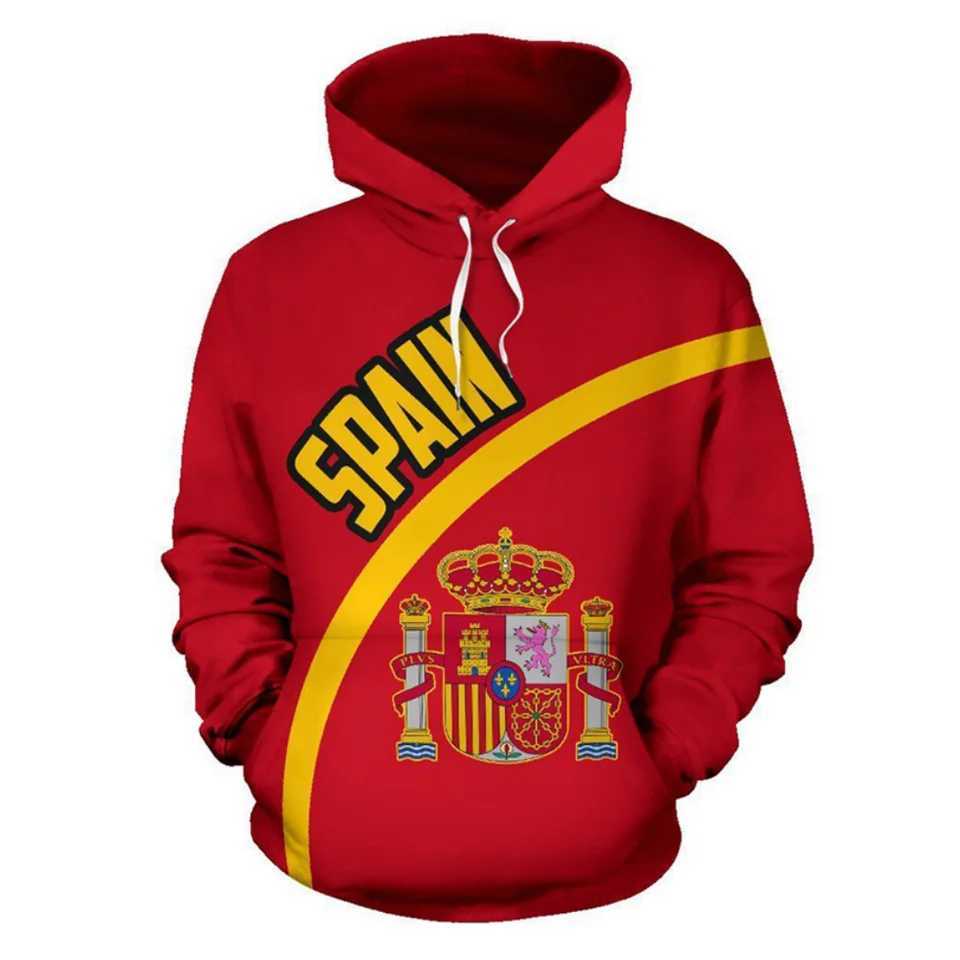 Spanish Emblem Graphic Hoodie For Men 3D Spain National Flag Printed Clothing New in Hoodies Women Harajuku Fashion y2k Pullover W250114