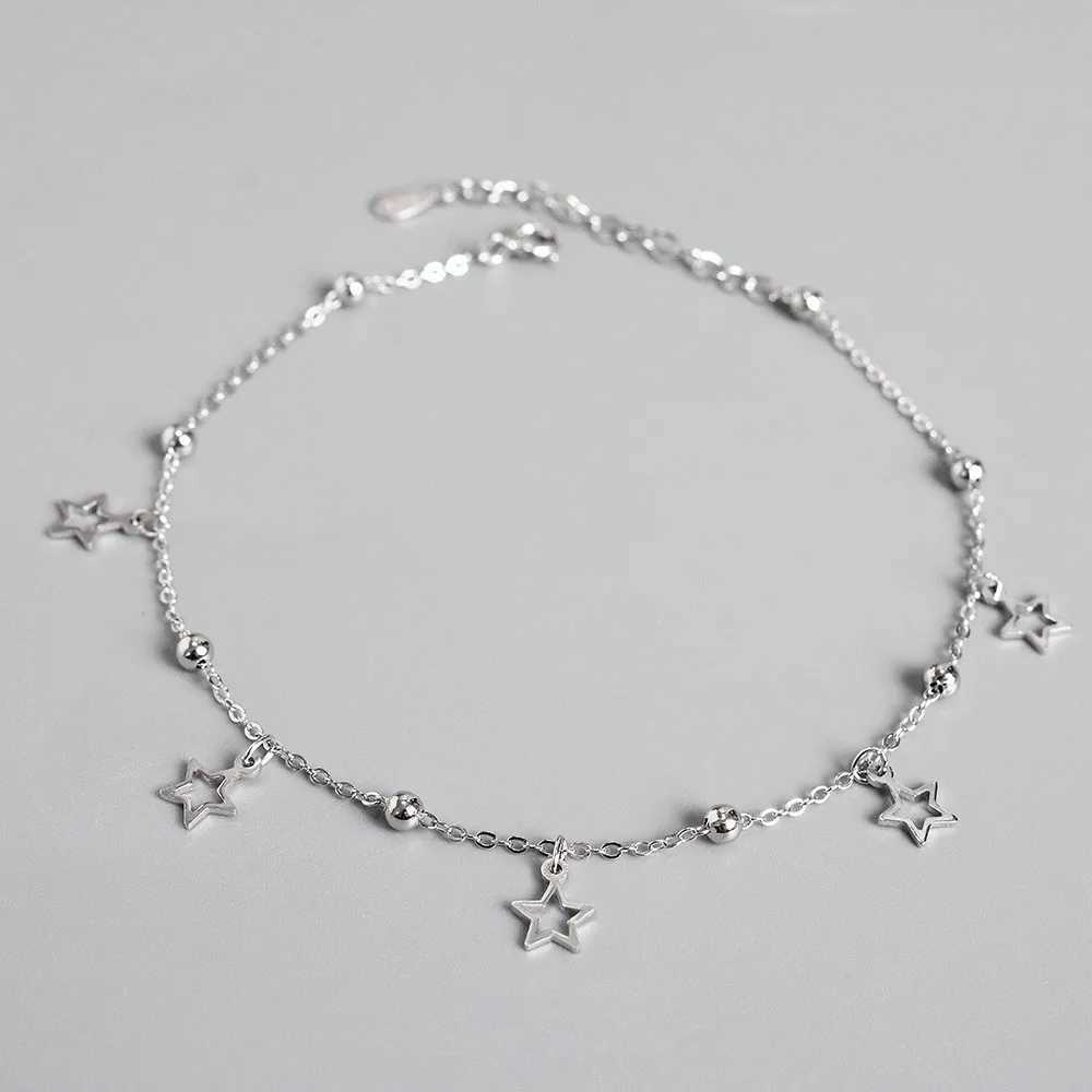 925 Sterling Silver Simple Star Pendant Anklet Women Summer Ocean Beach Casual Jewelry Accories Girlfriend GiftXJ250121