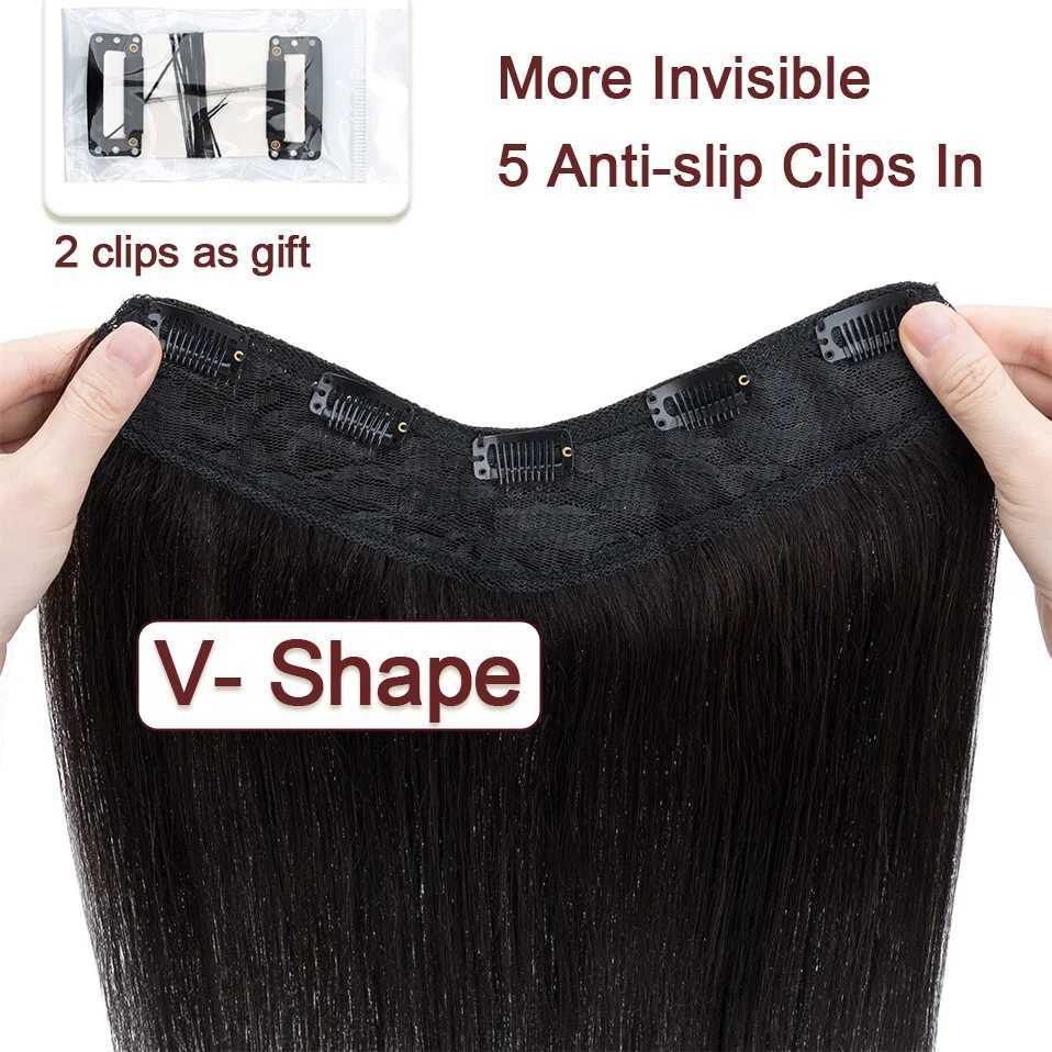 SEGO 2 -22 V-shaped clip style hair extension truly human hair invisible seamless clip style straight one-piece female hair W250113