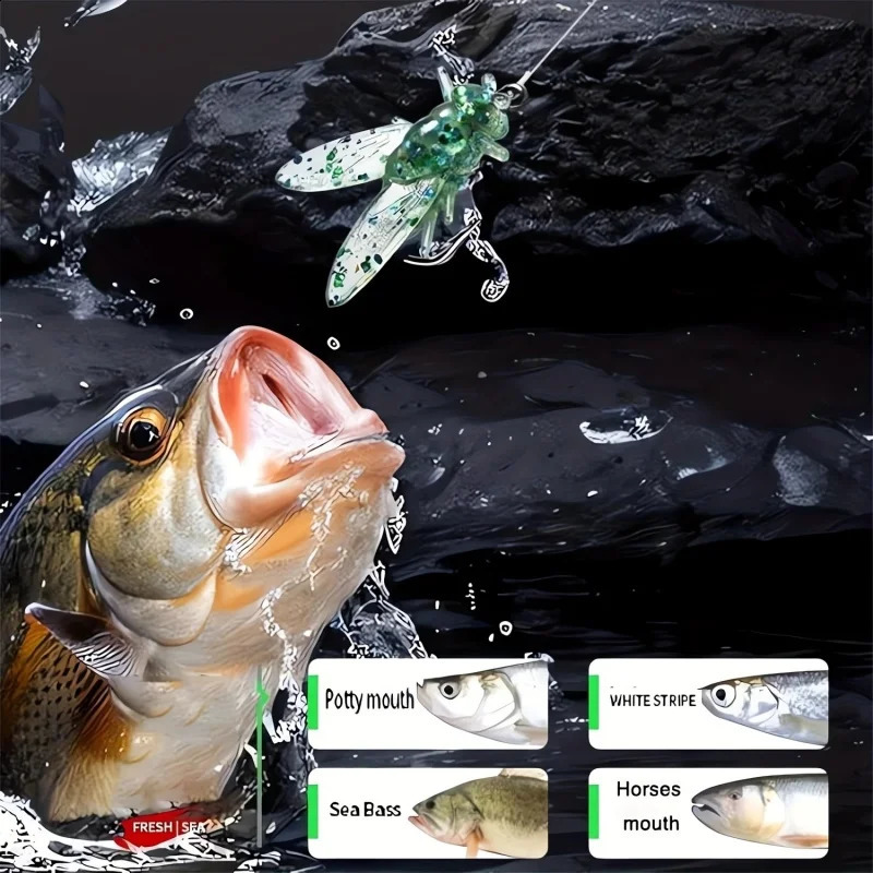 20 pieces/box of biomimetic fly fishing bait soft fly hook soft bait with hook adding attractive fishing equipment for salmon and trout 250109