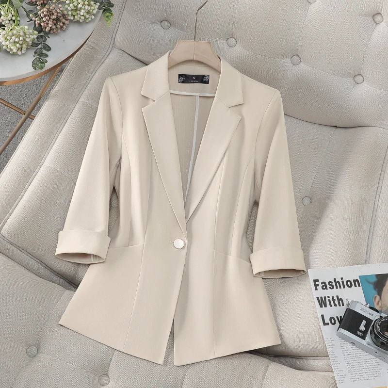 ZJYT Spring Office Lady Blazers Womens Jacket Coat Outerwears Elegant Casaco Feminino Casual Plus Size Veste Femme 250106