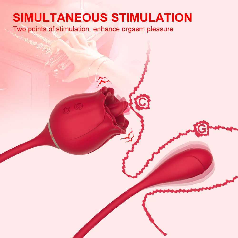 Rose Vibrator Female Tongue Licking Nipple Stimulator Sucking Clitoris Vagina Massager Vibrating Egg Dildo Sex Toys for Women W250117