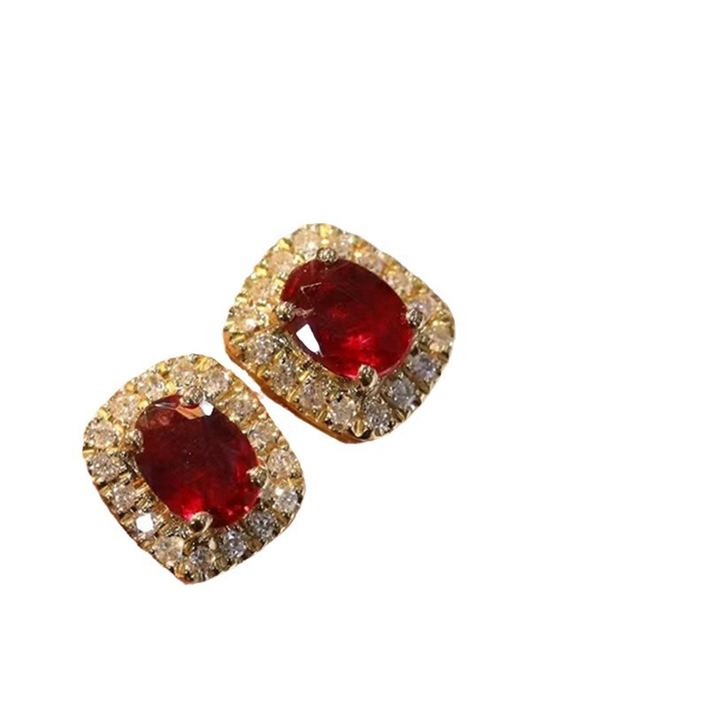2025 Choucong Stud Earrings Vintage Jewelry 925 Sterling Silver Gold Fill Oval Cut Ruby Pave Cubic Zircon CZ Diamond Party Women Wedding Earring For L