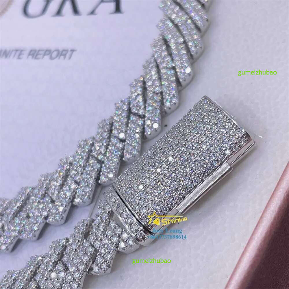 Necklace Moissanite hip hop jewelry Sier 10MM 12MM 13MM iced cuban necklace ring moissanite chain Free Shipping