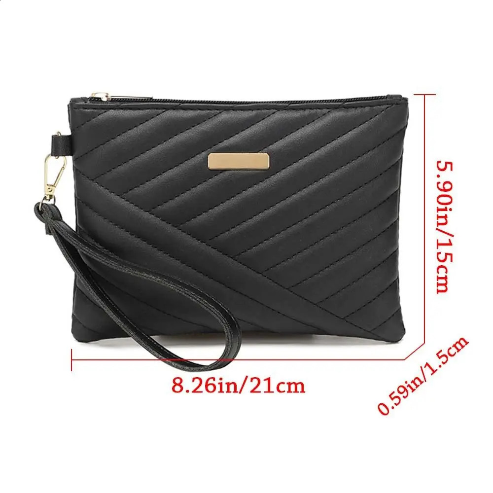 Women Stylish Leather Wristlet Bag Portable Envelope Clutch Wallet Small Purse Traveling Backpack Shopping Accessories 250317