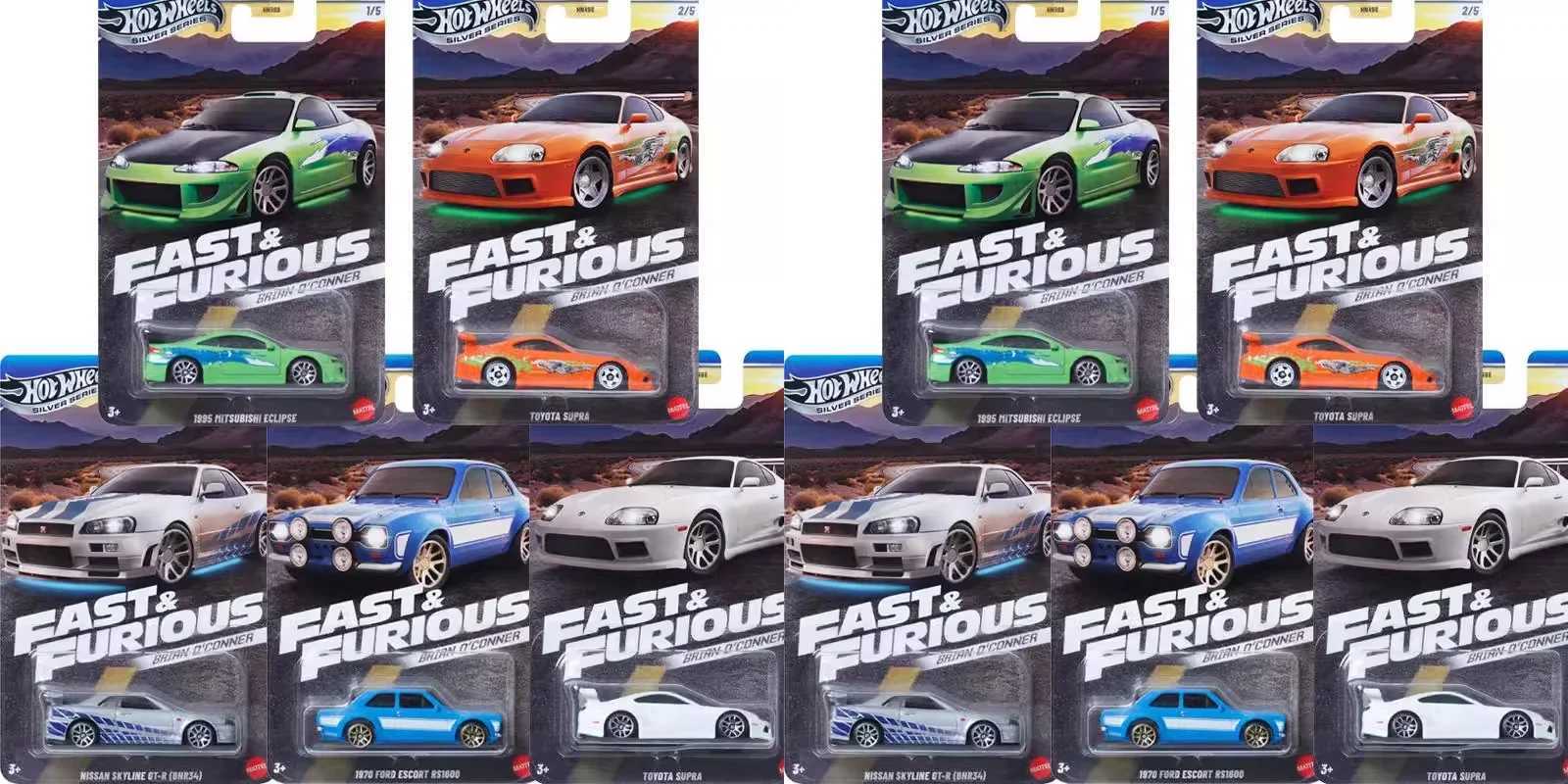 HNR88 Hot Wheel 1 64 Fast and Passionate Nissan Skyline GTR BNR34 Super Eclipse Ford Escort RS1600 Diecast Alloy Car Model X250125