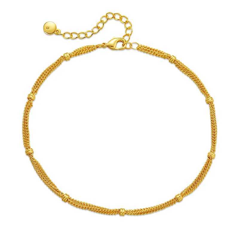 Copper Plated 18K Gold French Multi-layer Chain Vintage Design Anklet Women Fashion Versatile Wind Popular JewelryXJ250121