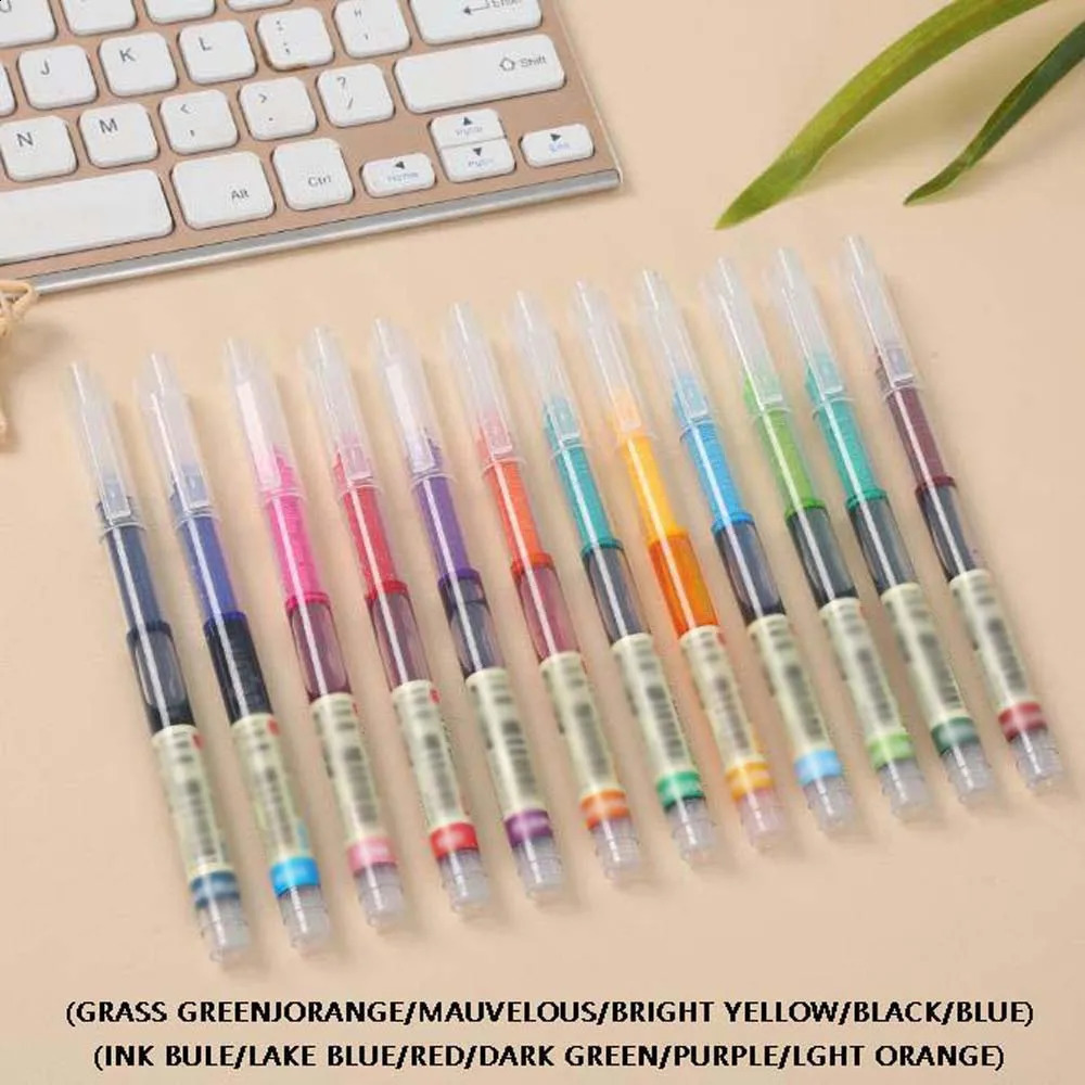 12PCS Color Quick-drying Straight Liquid Full Needle Pen Simple Large Capacity Neutral Pen Suitable for Drawing Note-taking 250121