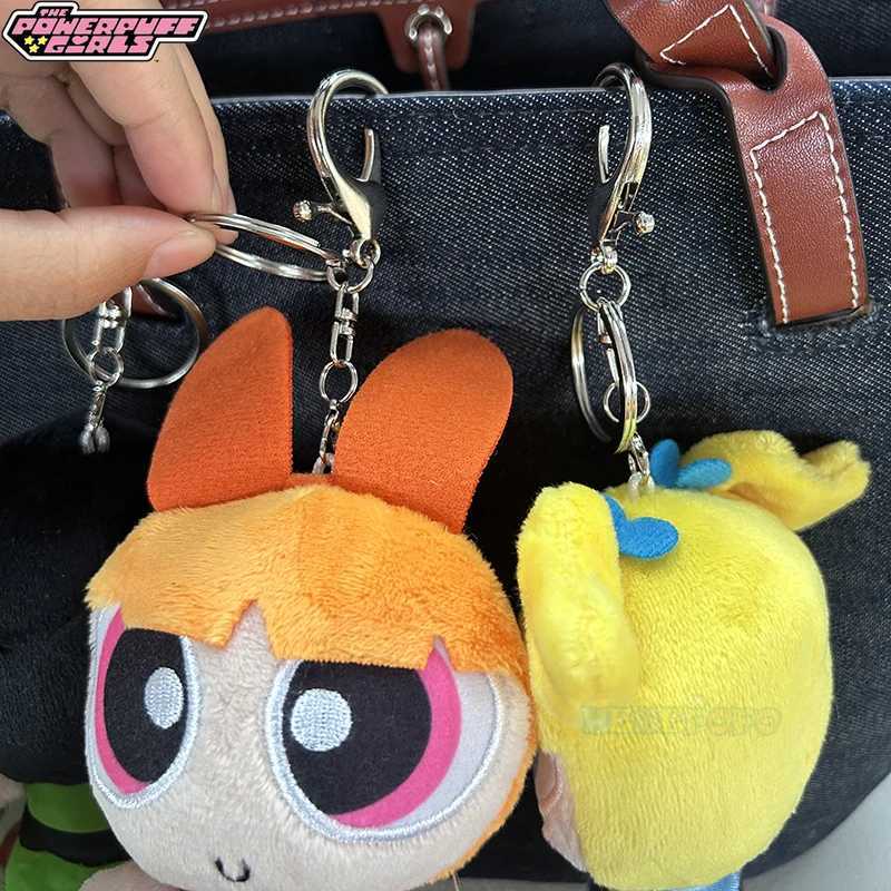 Kaii Anime Powerpuff Girl Flower Bubble Butter Cup 13cm Pp Cotton Filled Plush Keychain Cartoon Pendant Doll W250116
