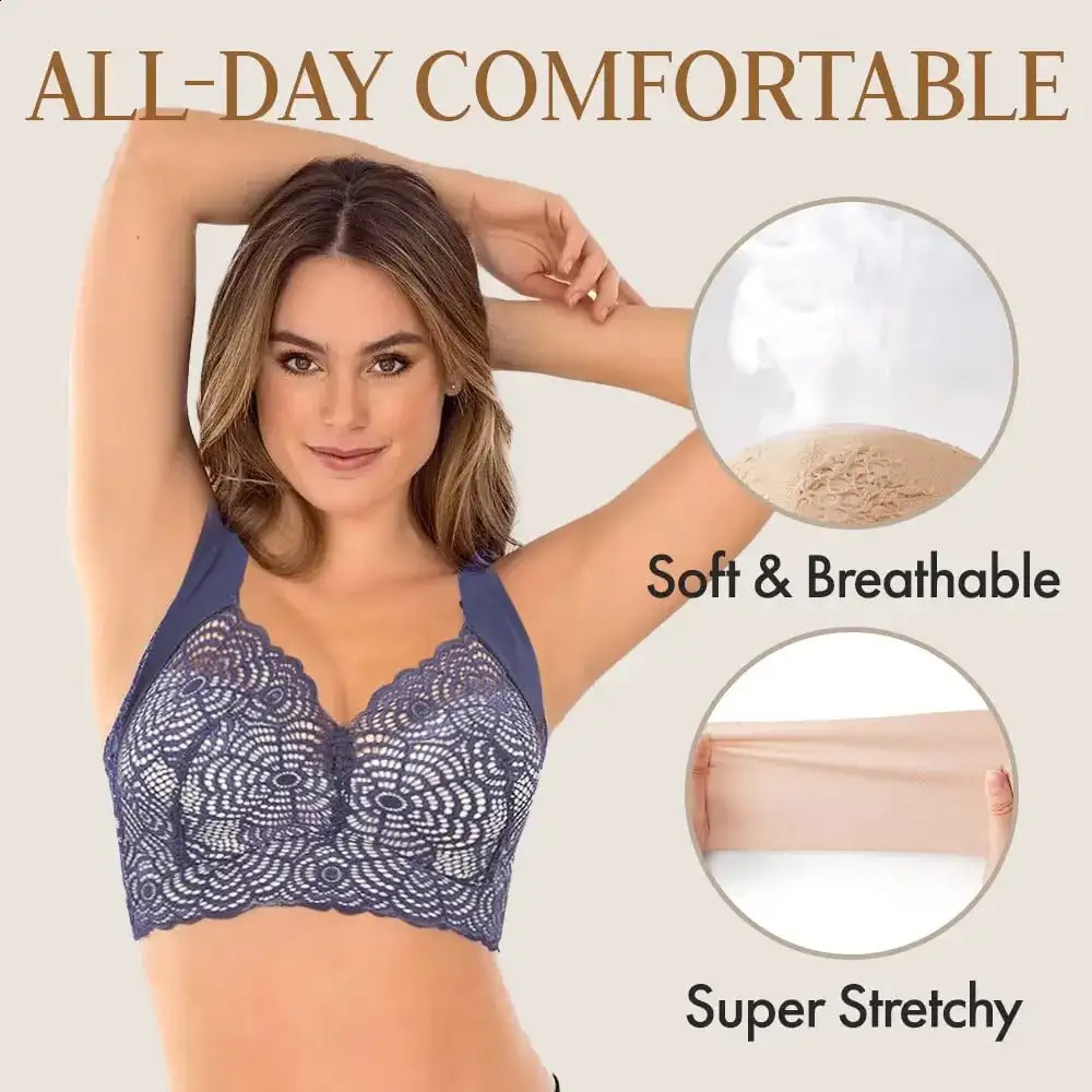Womens Bra Ultimate Lift Stretch Plus Size Sports Sleep Seamless Lace Cut Out Wire Free Vest Style Push Up Large bra 250122