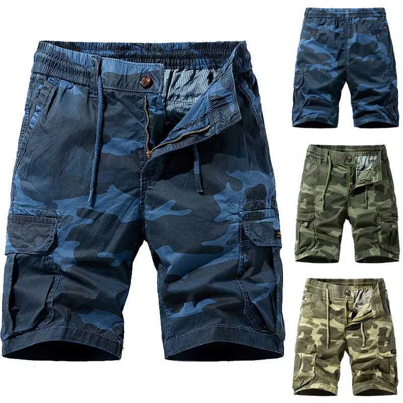 Cargo Shorts Men Spring Summer Breeches Cotton Bermuda Camouflage Denim Casual Multi-Pocket Pants Clothing Mens Cargo Short W250319